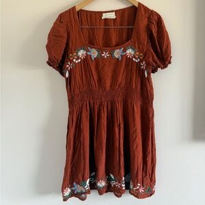 Urban Outfitters Rust Orange Short-Sleeve Tunic